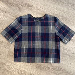 Rag & Bone navy wool plaid top. Size medium.